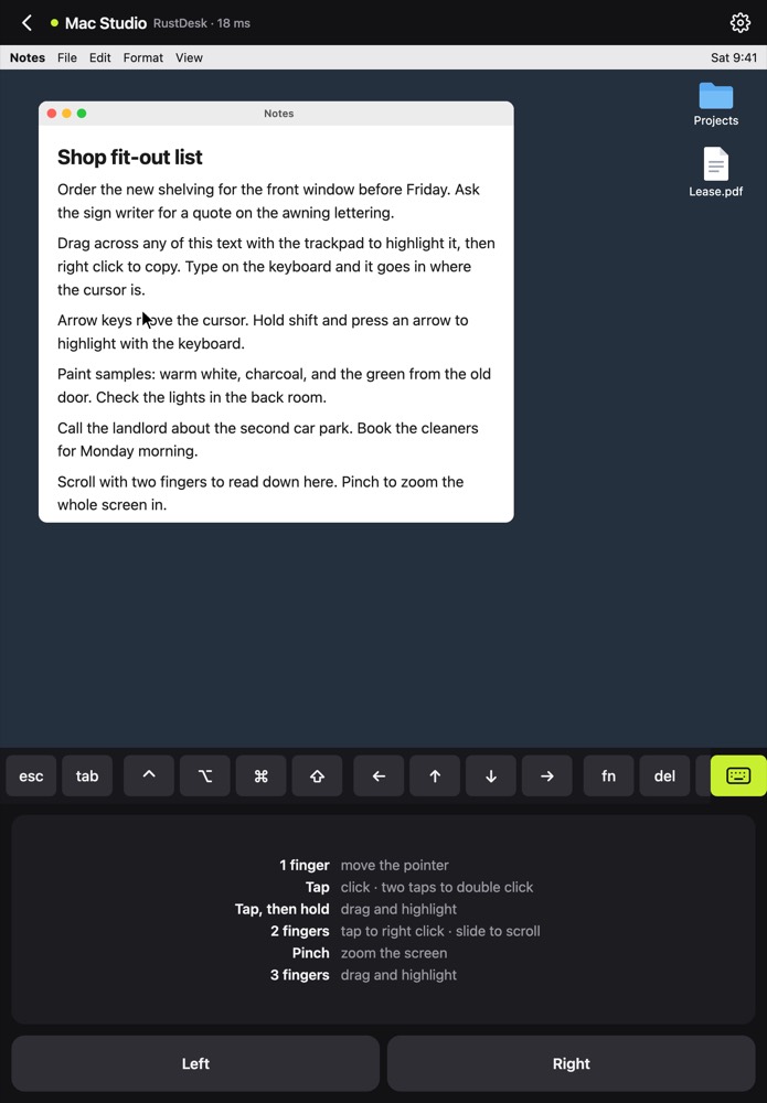 Mockup on iPad in dark mode, trackpad showing